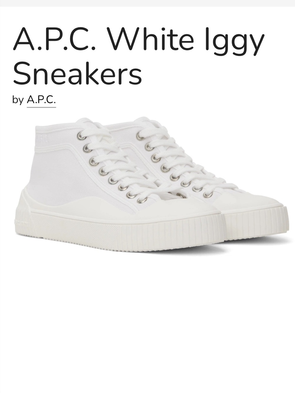 A.P.C. White Canvas High-Top Sneakers
